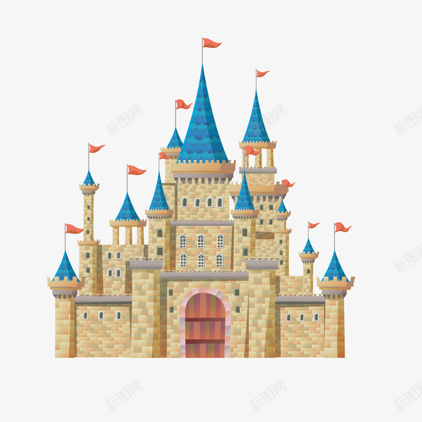 卡通彩绘城堡矢量图ai免抠素材_88icon https://88icon.com 儿童城堡 复古 娱乐 游乐场所 游戏 矢量图