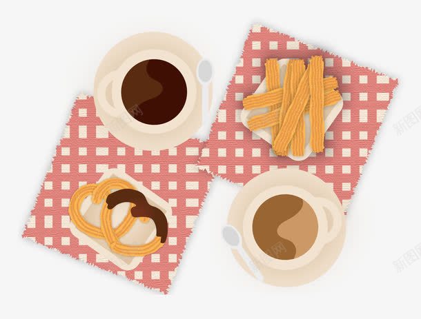 下午茶套餐png免抠素材_88icon https://88icon.com 咖啡 格子桌布 粉红色 粉色格子 薯条