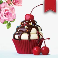 蛋糕房宣传折页漂亮精美的樱桃小蛋糕装饰高清图片
