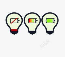 电量不足三个不同电量的灯泡高清图片