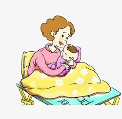 妈妈喂奶瓶坐月子抱宝宝高清图片