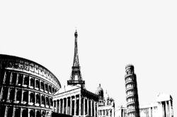 矢量古希腊黑白效果的世界建筑高清图片