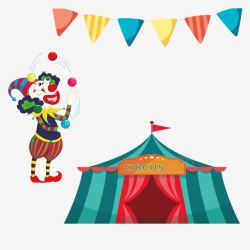 愚人节卡通小丑帐篷马戏团彩旗素素材