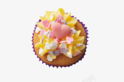 蛋糕粉粉黄色奶油做的小蛋糕实物高清图片