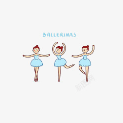 可爱的三个跳芭蕾舞的女孩教育免素材