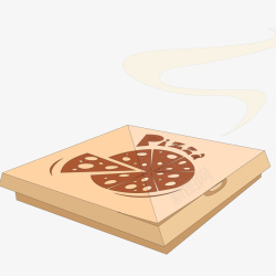 卡通装在盒子里的披萨素材