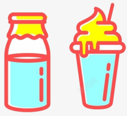 瓶罐矢量图卡通鲜牛奶瓶罐和冰淇淋高清图片