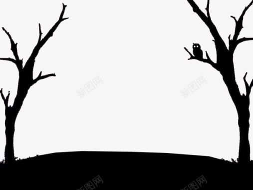 树枝万圣节黑色树枝猫头鹰图标图标