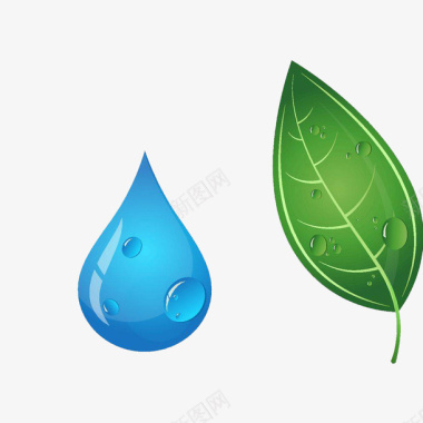 小清新绿色的安全水源和树叶PS图标图标
