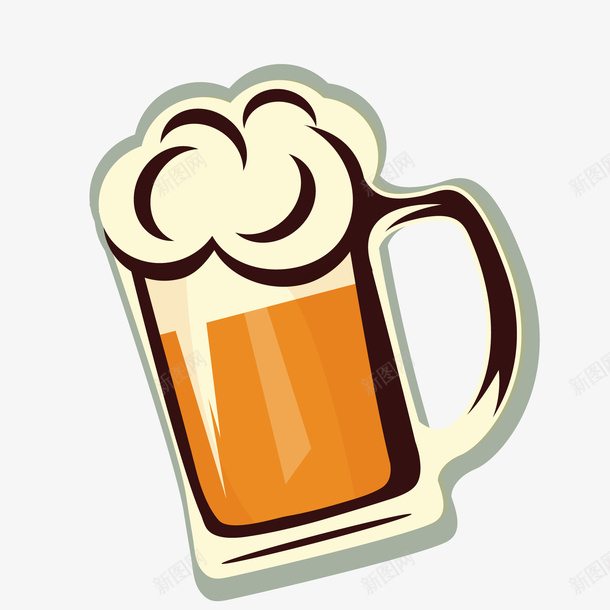 手绘啤酒的贴纸矢量图ai免抠素材_88icon https://88icon.com 卡通 啤酒 彩绘 手绘 贴纸设计 酒类 饮品 矢量图
