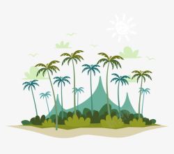 激情夏季夏日海边椰树主题手绘高清图片