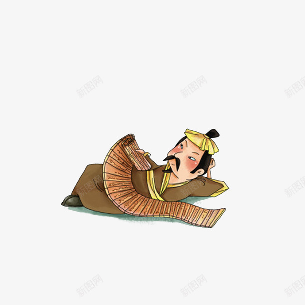 卡通躺着看竹简的古代男子png免抠素材_88icon https://88icon.com 卡通手绘 古人看书 手撑脑袋 竹简 躺着看书