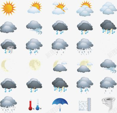 阴天下雨天气预报图标图标