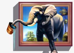 喝水的大象走出画的大象高清图片