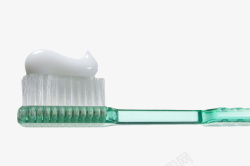 药膏绿色透明塑料牙刷实物高清图片