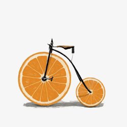 香橙片卡通创意香橙自行车高清图片