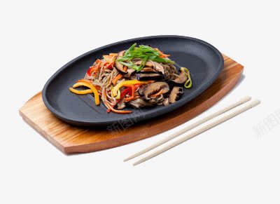 铁板香菇肉丝片png免抠素材_88icon https://88icon.com 厨艺 筷子 萝卜丝 铁板