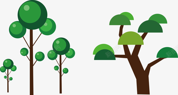 绿色的卡通树木矢量图eps免抠素材_88icon https://88icon.com 夏天绿色树木 环保素材 环境保护素材 矢量树木 矢量图