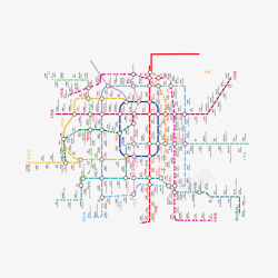 北京详细地铁规划线路图矢量图素材