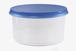 圆形盖子透明盒子蓝色盖子的饭盒塑胶制品高清图片