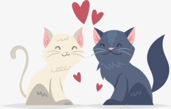可爱的黑白猫猫情侣矢量图素材