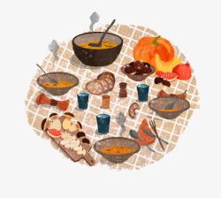 民族食物手绘各种汤品食物图高清图片