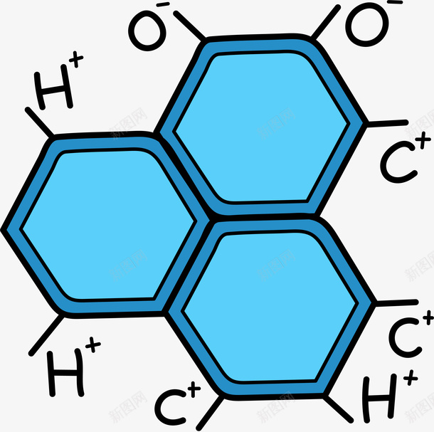 蓝色化学物理符号png免抠素材_88icon https://88icon.com 上课学习 分子分解图案 化学生物 卡通手绘 复古 矢量图案 蓝色