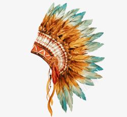 印第安人手绘印第安人羽毛头饰高清图片
