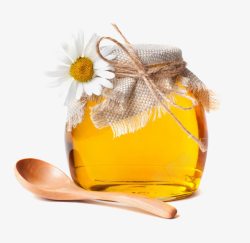 勺子炖罐蜂蜜罐高清图片
