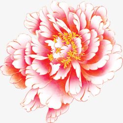 粉白色手绘牡丹花国庆素材
