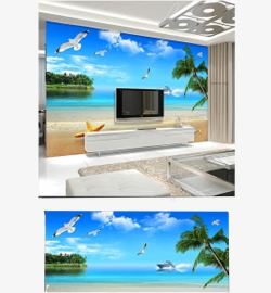 海滩风景电视背景墙素材