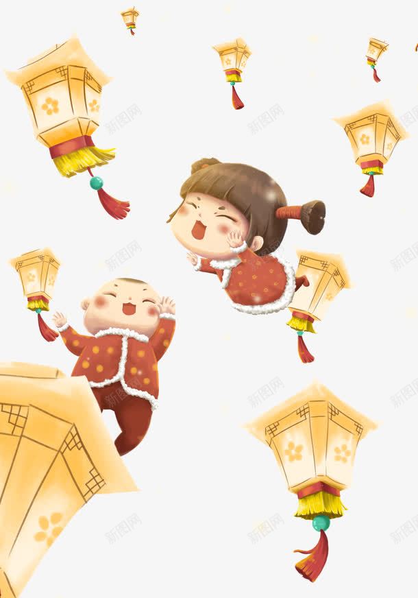 新年装饰年画娃娃插画png免抠素材_88icon https://88icon.com 卡通手绘 年画 年画娃娃 新年 灯笼 装饰图案 过年