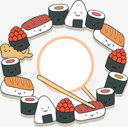卡通日式美食寿司素材