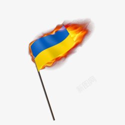 燃烧的乌克兰国旗素材