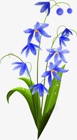蓝色唯美花朵手绘美景素材