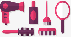 各种红色美发工具元素素材