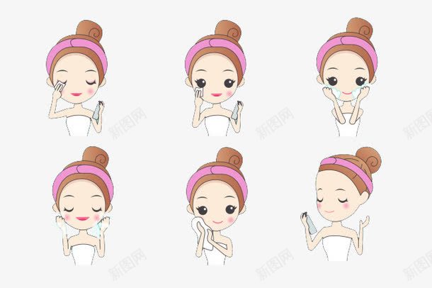 美容女孩png免抠素材_88icon https://88icon.com 丸子头 发带 女孩 手绘 手绘人脸 敷 白色浴巾 美容 美白 脸部图案 脸部护理 面膜