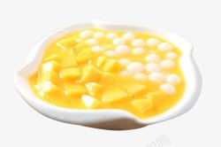 芒果糖水白瓷碗里的芒果小圆子糖水高清图片