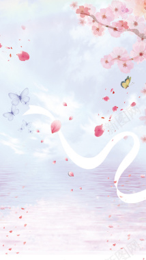 日本樱花节梦幻H5海报背景psd分层背景