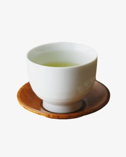 杯托日式茶杯及木质杯托高清图片