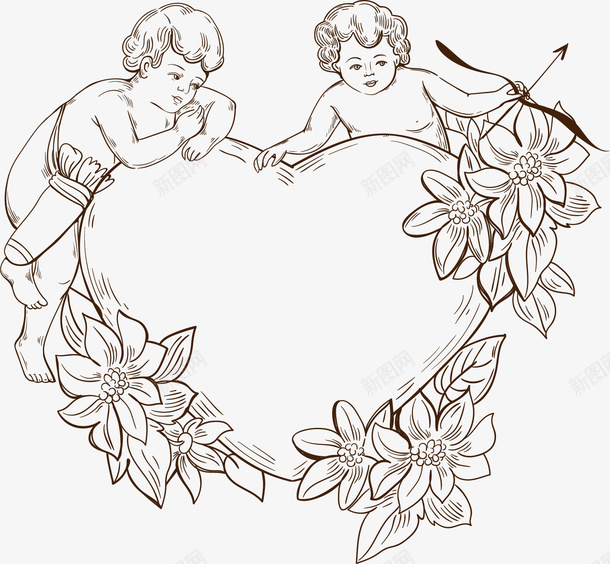 手绘爱心丘比特矢量图ai免抠素材_88icon https://88icon.com 丘比特 卡通 弓箭 手绘 爱心 美丽 花朵 矢量图