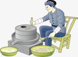 古代石磨面粉石磨高清图片