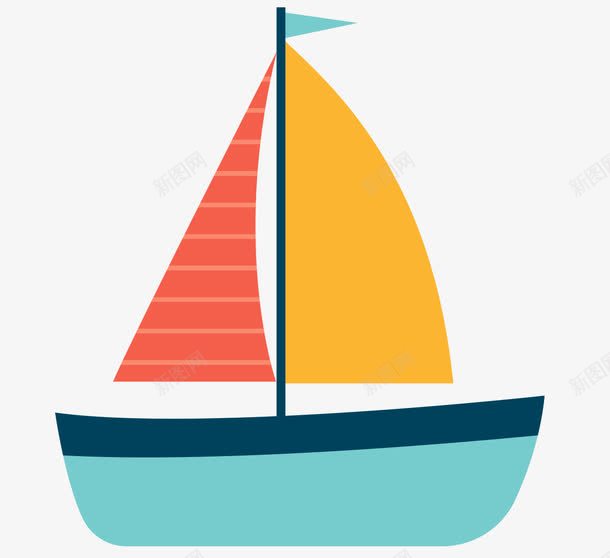 一只彩色的帆船png免抠素材_88icon https://88icon.com 卡通 帆船 彩色 船只 货船 货运轮船 轮船