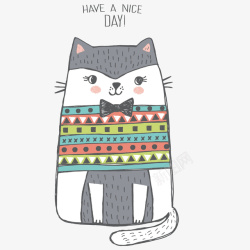 手绘毛衣可爱猫咪卡通高清图片