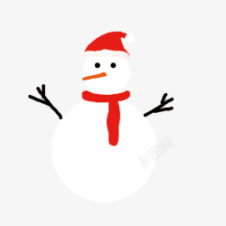 冬天白色雪人红色帽子雪人素材