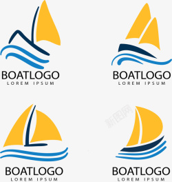 航海出行的人4款黄色帆船标志图标高清图片