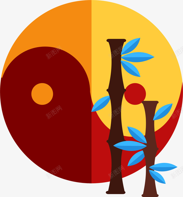 卡通简约深色太极图png免抠素材_88icon https://88icon.com 卡通 太极图 宗教 扁平化 深色 矢量图案 阴阳