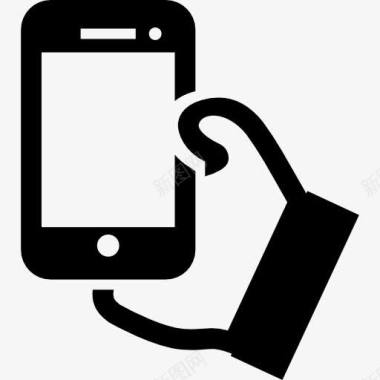 芒种手机海报手拿着电话采取selfie的照片图标图标