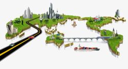 城市桥梁世界地图经济发展高清图片