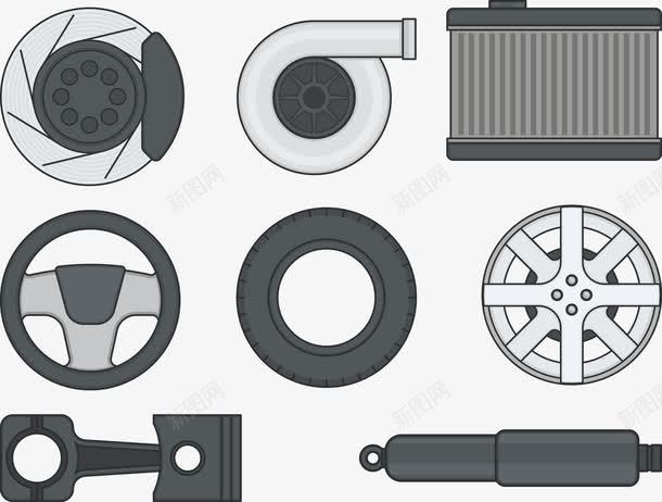 汽车零件矢量图eps免抠素材_88icon https://88icon.com 4S店 散热片 方向盘 汽车维修 汽车零件 矢量图